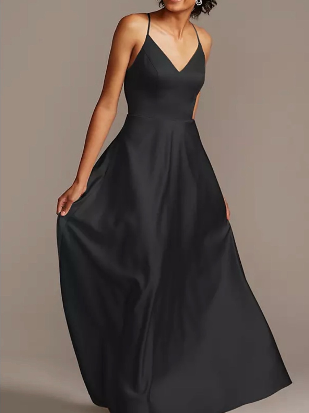 David’s Bridal Spaghetti Strap Satin A-Line Dress (Size 10)